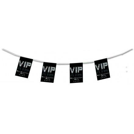 VIP flag bunting 4,50m black and white Hollywood party decoration