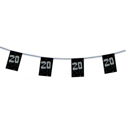 20th VIP birthday bunting 4,50m black and white party decoration