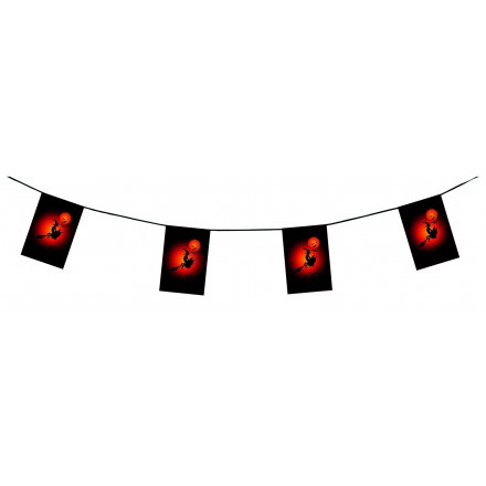 Witch Halloween bunting 15ft/4,50m flame resistant paper flag banner and garland