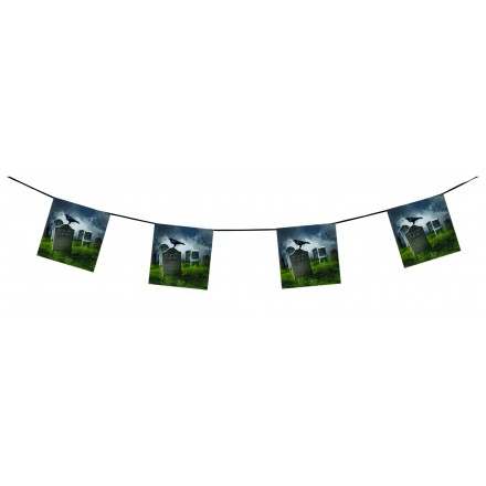 Cemetery R.I.P. Halloween bunting 15ft/4,50m flame retardant party room decorating