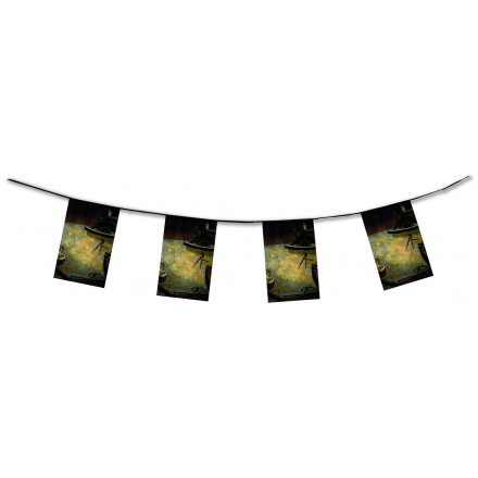 pirate map bunting 4,50m flame resistant paper banner and garland