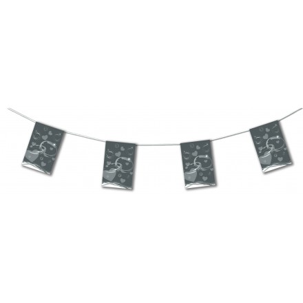 Grey wedding bunting 4,50m party banner decoration