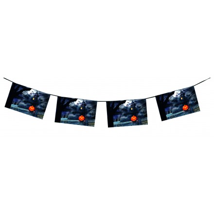 Haunted Castle halloween bunting 4,50m flame retardant paper banner party decoration