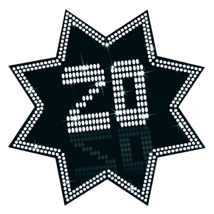 star cutout 20 VIP 34cm 20th birthday decoration black and white