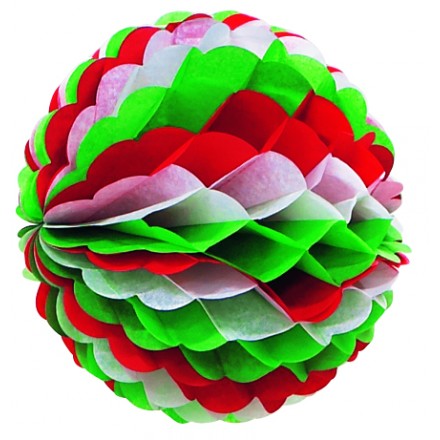 Green/White/Red honeycomb ball 10inch/25cm Italian flame resistant party decoration