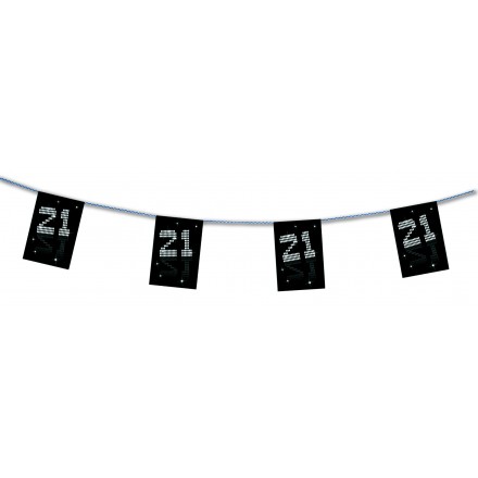 21st VIP birthday bunting 4,50m black and white party decoration 21st VIP birthday bunting 4,50m black and white party decoration