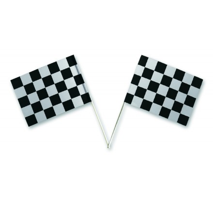 chequered hand-waving flag