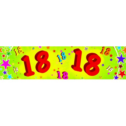 18th birthday banner 0,16 x 2,44m party supplied