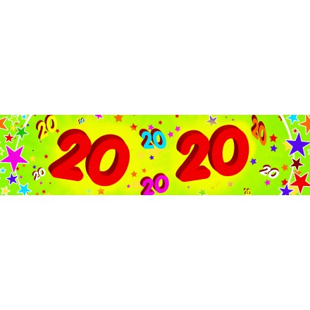 20th birthday banner 0,16x2,44m paper party supplies