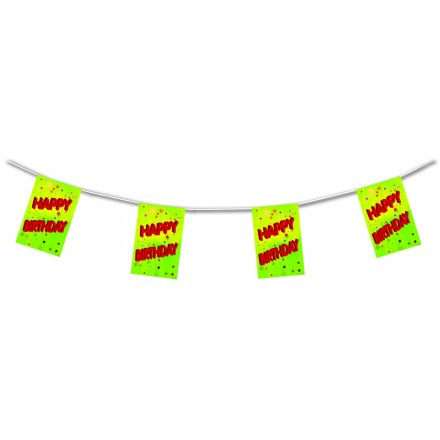 Happy birthday bunting 4,50m coloured party banner and garland