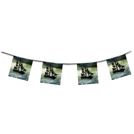 Pirate ship Bunting 4,50m flame retardant paper banner and garland