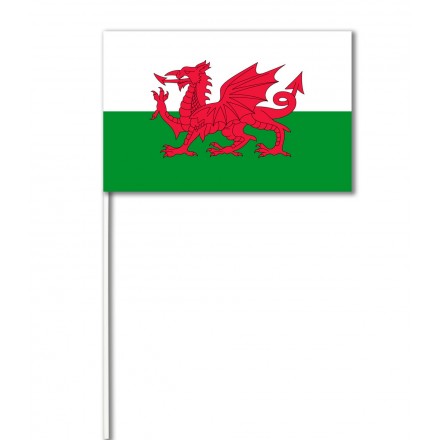 Wales (dragon) paper hand-waving flag 14x21cm ( Pack of 100 ) hand held party supplies