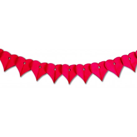 Red Heart garland 15ft/4,50m lengths flame resistant paper wedding and St Valentine’s Day decoration