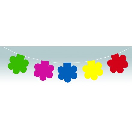 Flower plastic bunting 33ft/10m lengths multi colored party decoration