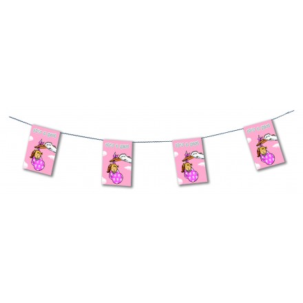 It's a girl paper bunting 4,50m pink baby shower banner