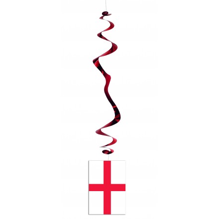 England flag hanging swirl decoration ( Pack of 6 ) St George party decoration