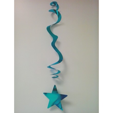 Pack of 6 blue stars hanging decoration