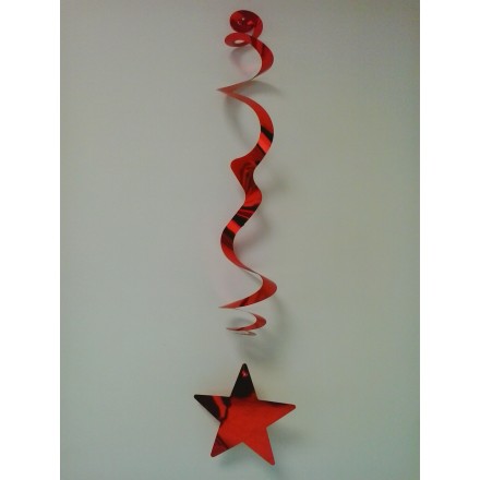 Pack of 6 red stars hanging decorations