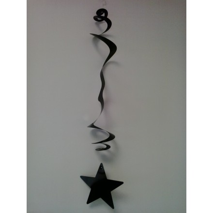 Pack of 6 black stars hanging decorations