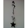 Pack of 6 black stars hanging decorations