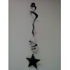 Pack of 6 black stars hanging decorations
