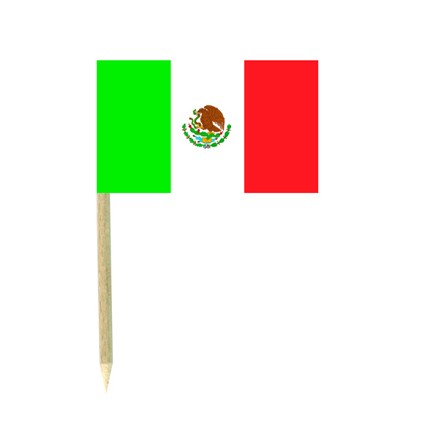 Mexico flag picks - pack of 50 food wood sticks Mexican party decoration