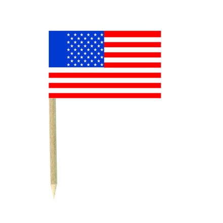 USA flag picks - pack of 50 American cocktail food wood sticks party decoration