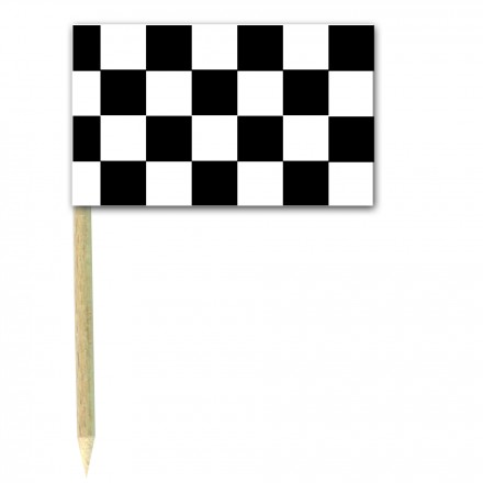 Chequered cocktail flag picks - pack of 50 black and white food wood sticks party supplies