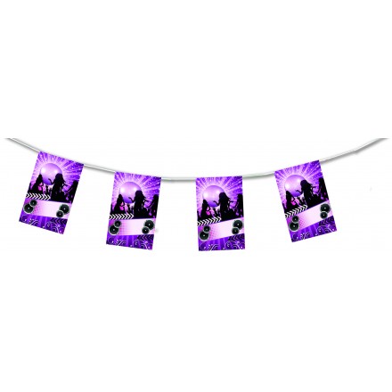 Disco Night Club flag bunting 15ft/4,50m lengths flame resistant paper party decoration