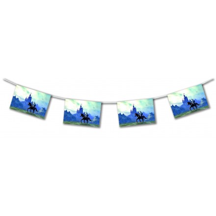 Medieval knight flame-retardant paper flag bunting 4,50m themed party supplies