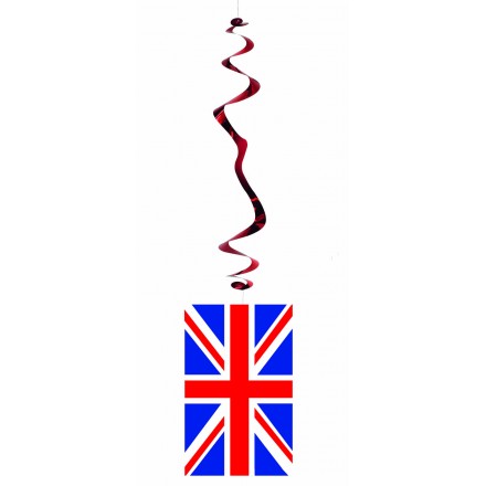 Union Jack hanging swirl decoration pack of 6 Patriotic party supplies