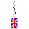 Union Jack hanging swirl decoration pack of 6