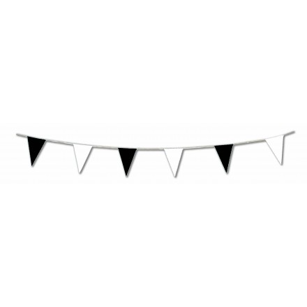 Black and white pennant bunting 17ft/5m lengths indoor and outdoor party decoration idea