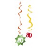 80th birthday hanging swirl decorations pack of 6