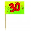 30th birthday green cocktail flag picks pack of 10