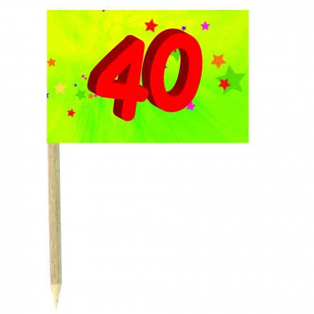 40th birthday green cocktail flag picks pack of 10 food wood sticks party decoration