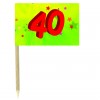 40th birthday green cocktail flag picks pack of 10