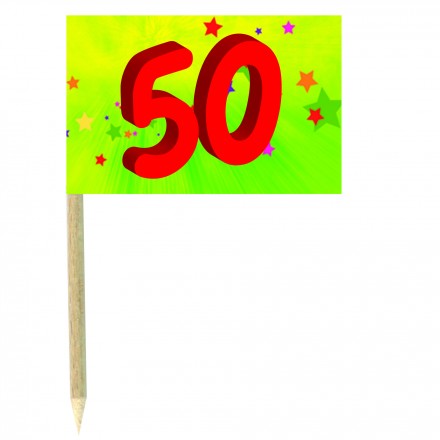 50th birthday green cocktail flag picks pack of 10 food wood sticks party decoration