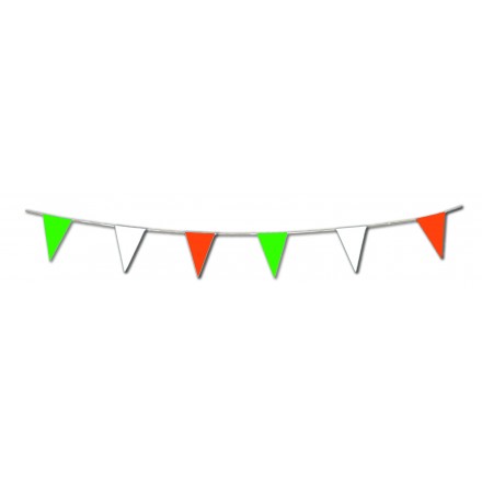 Green White Orange pennant bunting 10m Irish banner party decoration indoor and outdoor