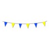 Yellow and blue plastic pennant bunting