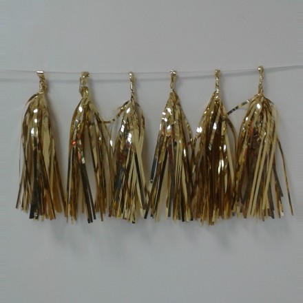 Gold Foil Tassel Garland (12 tassels) wedding and Christmas decoration