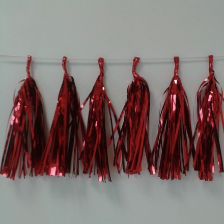 Red Foil Tassel Garland (12 tassels) Christmas and party decoration