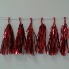 Red Foil Tassel Garland (12 tassels)