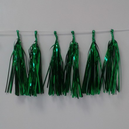 Green Foil Tassel Garland (12 tassels) wedding and Christmas decoration idea