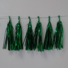Green Foil Tassel Garland (12 tassels)