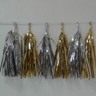 Gold and Silver Foil Tassel Garland (12 tassels)