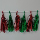 Red and Green Foil Tassel Garland (12 tassels)
