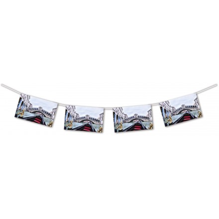 Venice Bunting 15ft / 4,50m flame retardant paper flag banner and garland Italian themed party decoration