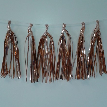 Rose Gold Foil Tassel Garland ( 12 Tassels ) wedding party decoration pompom