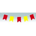 Medieval plastic bunting flags red and yellow oriflamme shape outdoor use 10m lengths 